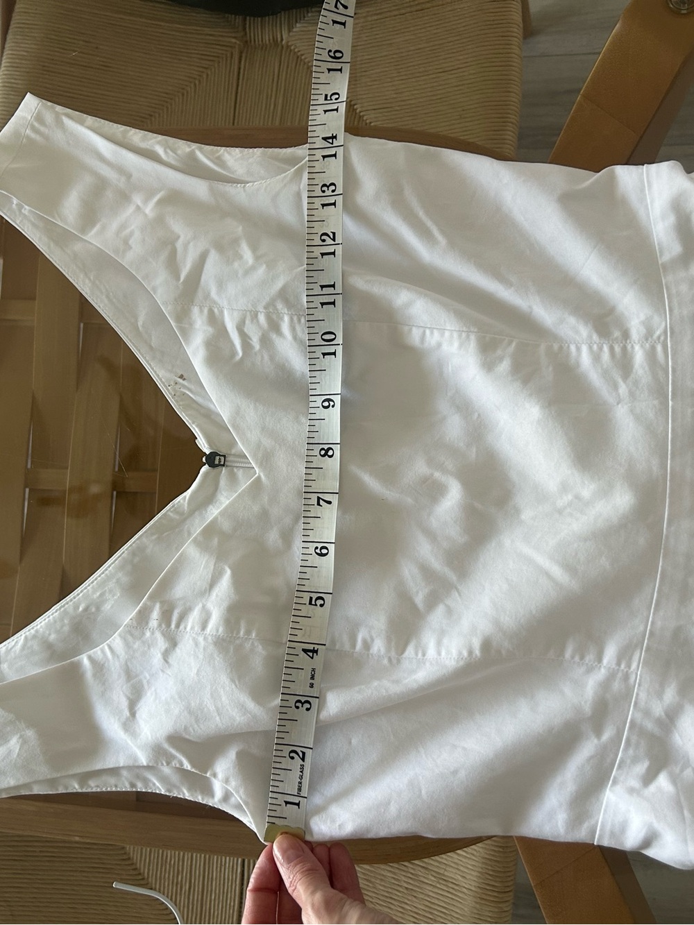 Tristan Cotton Classic White V-Neck Women's Dress - Picture 11 of 14